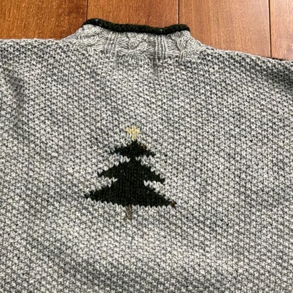 Woolrich Wool Sweater V-Neck Not Ugly Christmas Tree Heart Chunky Knit size L - Picture 6 of 10